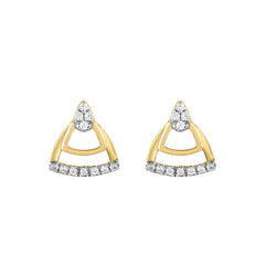 LADIES EARRINGS 0.13CT ROUND DIAMOND 14K YELLOW GOLD