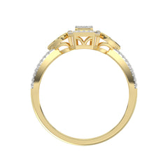 Elegant 10K Yellow Gold Ladies Diamond Ring Featuring Modern Octagon Shape With Baguette And Round Diamond 0.20 Ct Perfect Gift For Her.