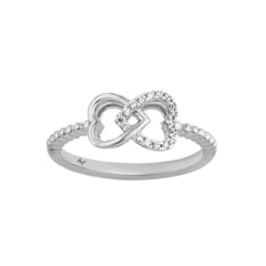 Infinity Heart Diamond Ladies Ring Sterling Silver  0.10Ct Round Cut Elegant Engagement & Promise Ring For Women