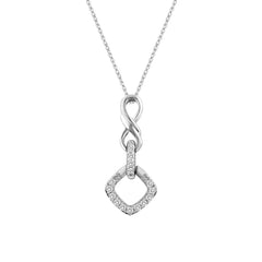 Sterling Silver Ladies 0.10CT Round Diamond Infinity Pendant With Chain Elegant Fashion Pendant