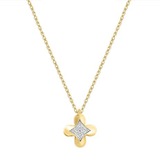 LADIES NECKLACE 0.10CT ROUND DIAMOND 10K YELLOW GOLD