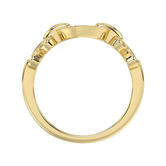 Elegant 10K Yellow Gold 0.05Ct Ladies Ring With Heart Shape Design And Sparkling Round Diamonds. A Charming And Meaningful Gift Jewelry Piece For Her.