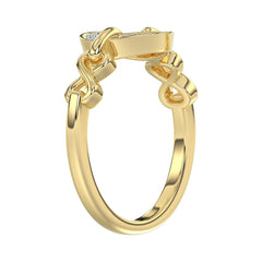 Elegant 10K Yellow Gold 0.05Ct Ladies Ring With Heart Shape Design And Sparkling Round Diamonds. A Charming And Meaningful Gift Jewelry Piece For Her.