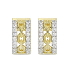 Beautiful 10K Yellow Gold Ladies Hoop Earrings With Sparkling 0.25 Ct Round Diamonds. A Classic And Elegant Fashion Jewelry Design.