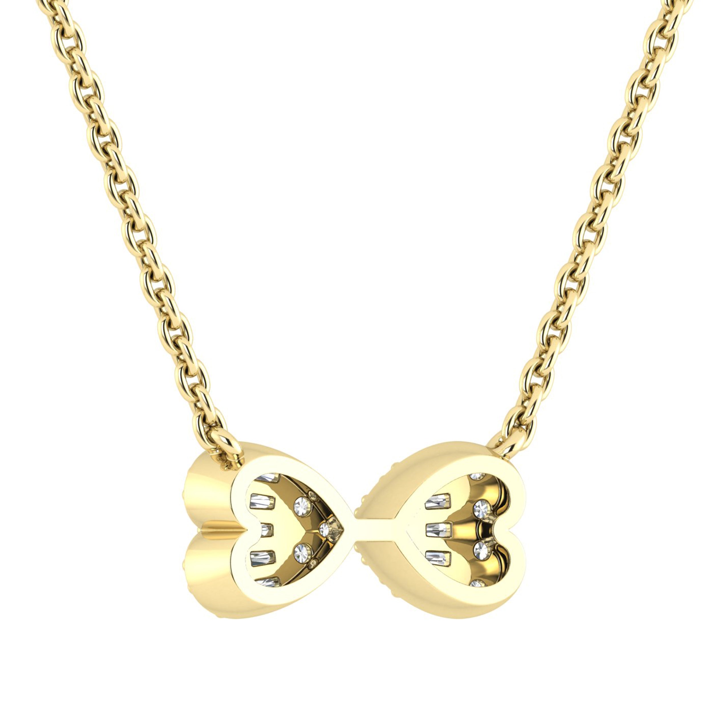 LADIES PENDANT WITH CHAIN 0.25CT ROUND/BAGUETTE DIAMOND 14K YELLOW GOLD
