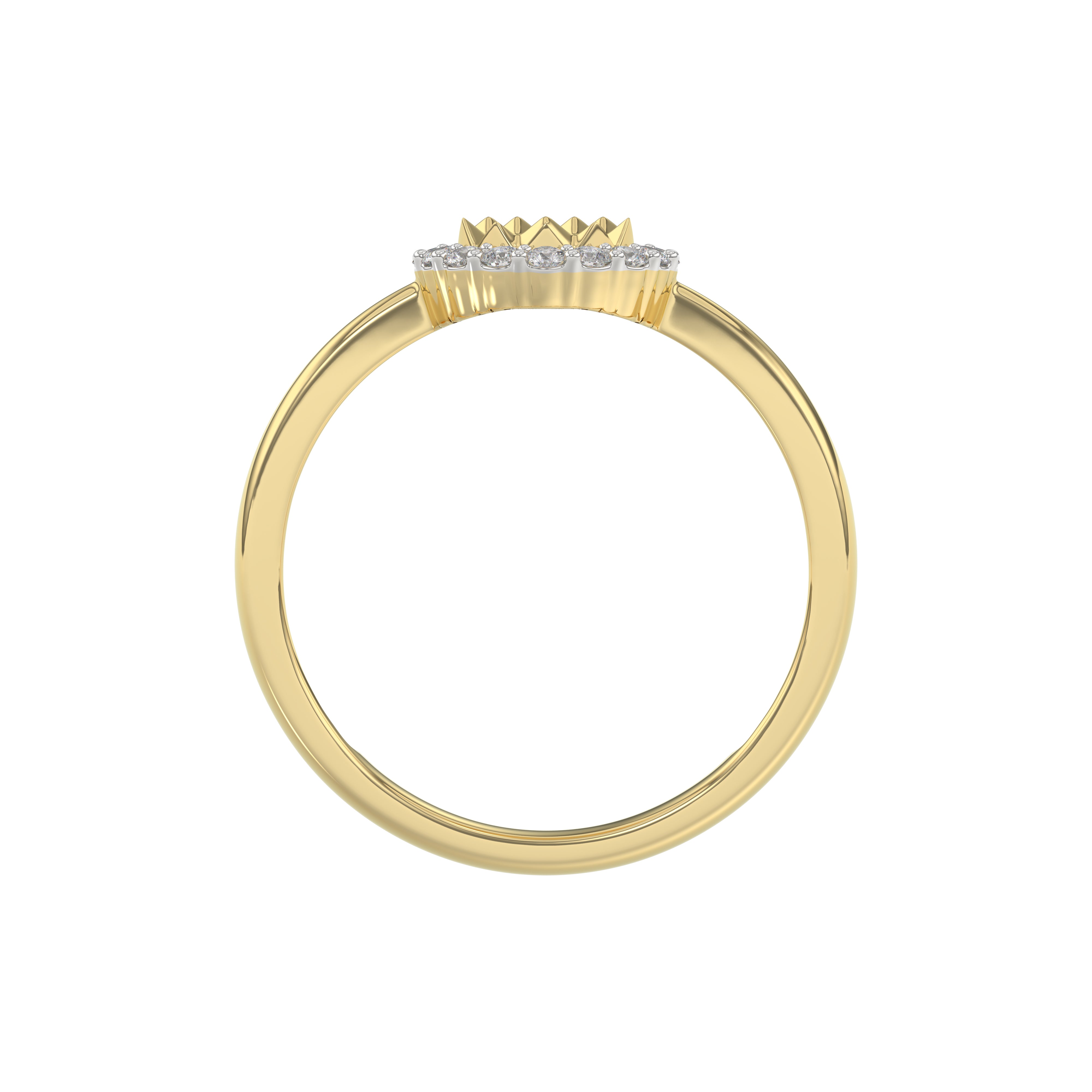 10K Yellow Gold Round Diamond Halo Ring With Nugget Design For Women. A Sparkling And Elegant 0.20 Ct Fine Jewelry Ring Perfect For Gifting.