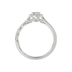 Adies 0.25Ct Round Diamond Sterling Silver White Promise Ring � Halo Oval Design With Split Shank, Elegant Women�S Jewelry