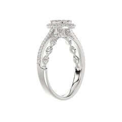Adies 0.25Ct Round Diamond Sterling Silver White Promise Ring � Halo Oval Design With Split Shank, Elegant Women�S Jewelry