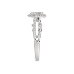Adies 0.25Ct Round Diamond Sterling Silver White Promise Ring � Halo Oval Design With Split Shank, Elegant Women�S Jewelry