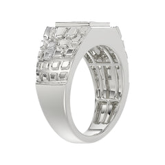 �Elegant Men�S Fashion Ring 0.10Ct Round Diamond Sterling Silver White Luxury Statement Jewelry For Men