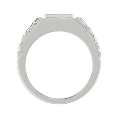 �Elegant Men�S Fashion Ring 0.10Ct Round Diamond Sterling Silver White Luxury Statement Jewelry For Men