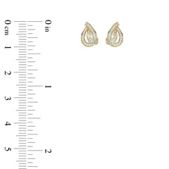LADIES EARRING 0.20CT ROUND/BAGUETTE DIAMOND 10K YELLOW GOLD