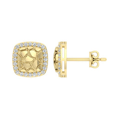 �Ladies Nugget Halo Fashion Earrings 0.25Ct Round Diamond 10K Yellow Gold � Fashionable Women�S Jewelry Gift