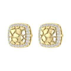 �Ladies Nugget Halo Fashion Earrings 0.25Ct Round Diamond 10K Yellow Gold � Fashionable Women�S Jewelry Gift