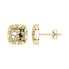�Ladies Nugget-Fashion Earrings 0.15Ct Round Diamond 10K Yellow Gold � Elegant Women�S Fashion Jewelry Gift