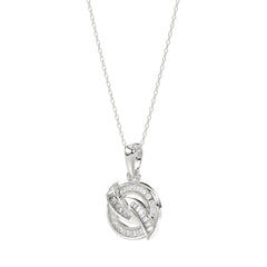 Elegant 0.15Ct Round & Baguette Diamond Pendant In Sterling Silver Ladies Fine Jewelry With Chain