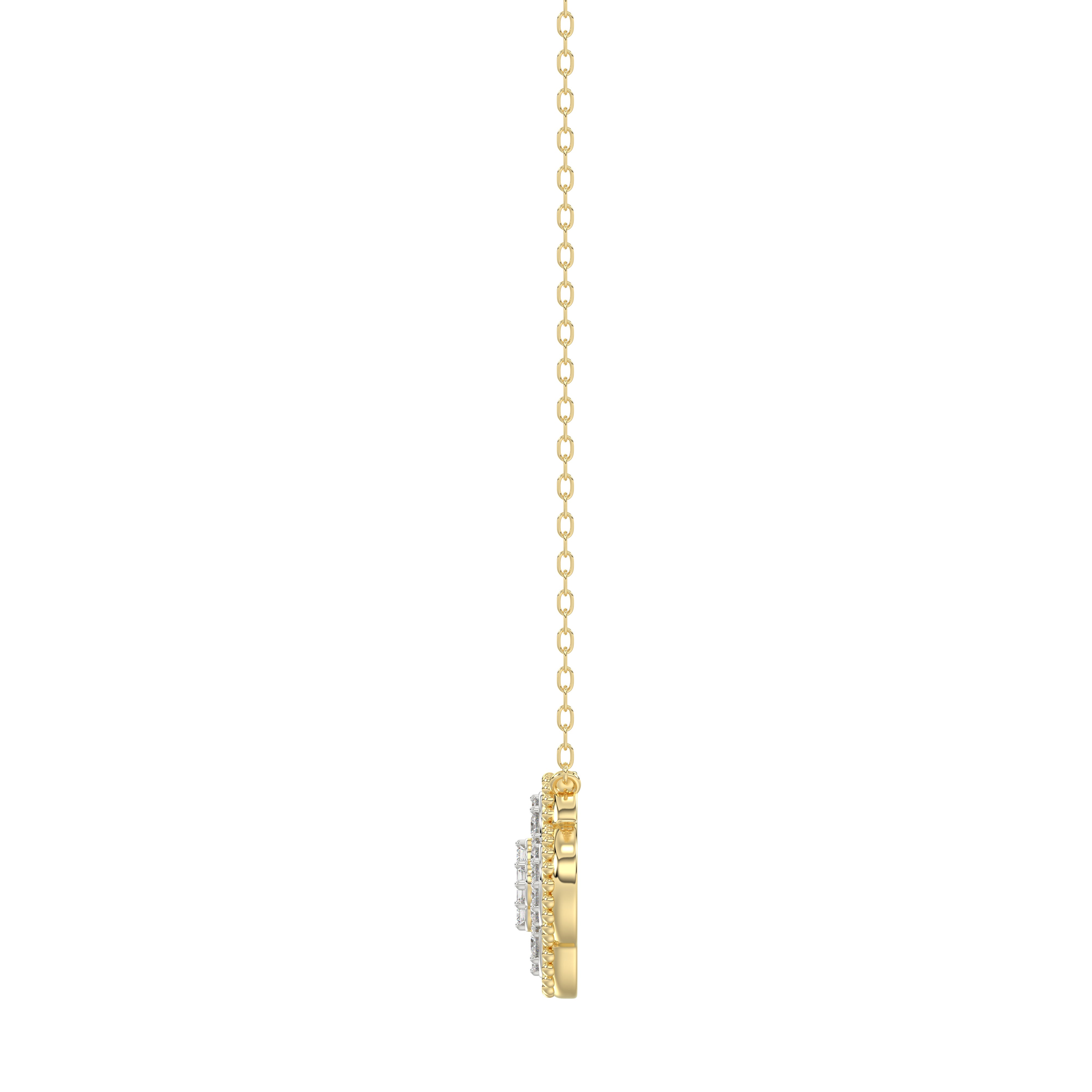 LADIES PENDANT 0.25CT ROUND/BAGUETTE DIAMOND 10K YELLOW GOLD