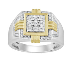 Sterling Silver Men'S 0.25CT Round Diamond Fashion Engagement Ring Elegant Wedding Jewelry