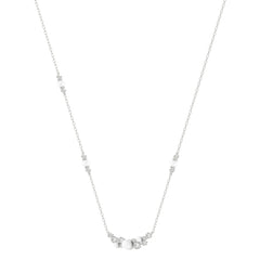 Elegant 14K White Gold Ladies Necklace With Pearl Centerpiece And Round Diamond Accents 0.16Ct. Perfect For Everyday Elegance Or Gifting.