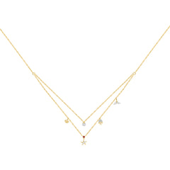10K Yellow Gold Ladies 0.16CT Round Diamond Pearl Necklace Elegant Diamond & Pearl Jewelry