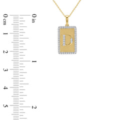 10K Yellow Gold letter 'D' Fashion Pendant With Chain - 0.20 CT Round Diamond Ladies Jewelry Gift