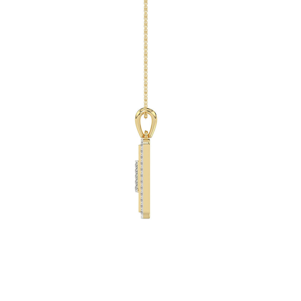 10K Yellow Gold letter 'K' Fashion Pendant With Chain - 0.20 CT Round Diamond Ladies Jewelry Gift