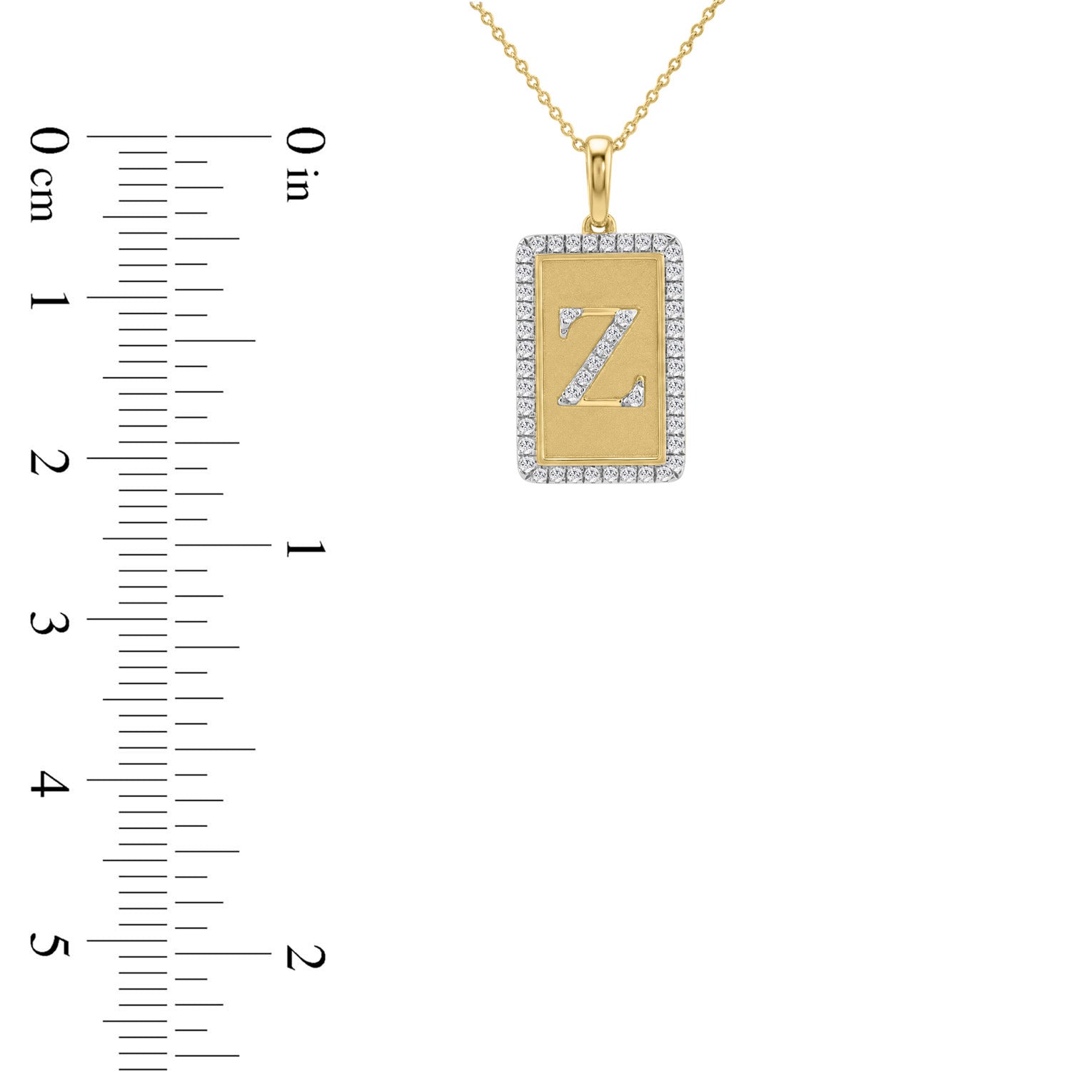 10K Yellow Gold letter 'Z' Fashion Pendant With Chain - 0.20 CT Round Diamond Ladies Jewelry Gift