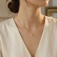 LADIES NECKLACE 0.10CT ROUND DIAMOND 10K YELLOW GOLD