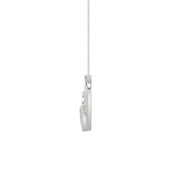 Elegant 10K White Gold Fashion Pendant Featuring A Double Heart Design With 0.15 Ct Round Diamonds. A Romantic And Stylish Ladies Jewelry