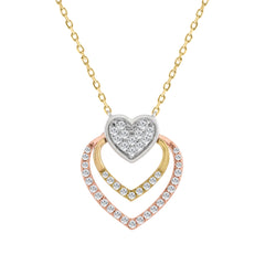 10K WHITE/YELLOW/ROSE  GOLD LADIES FASHION HEART SHAPE PENDANT INCLUDES WITH CHAIN  0.25CT ROUND NATURAL DIAMOND