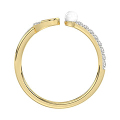 Women�S 10K Yellow Gold Letter �C� Diamond & Pearl Ring 0.10Ct Round Diamond Fine Jewelry