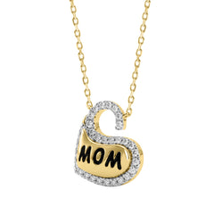 Elegant 10K Yellow Gold Ladies Heart Shape Diamond Necklace 0.20Ct Round Diamond Mother’S Day Gift
