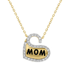 Elegant 10K Yellow Gold Ladies Heart Shape Diamond Necklace 0.20Ct Round Diamond Mother’S Day Gift