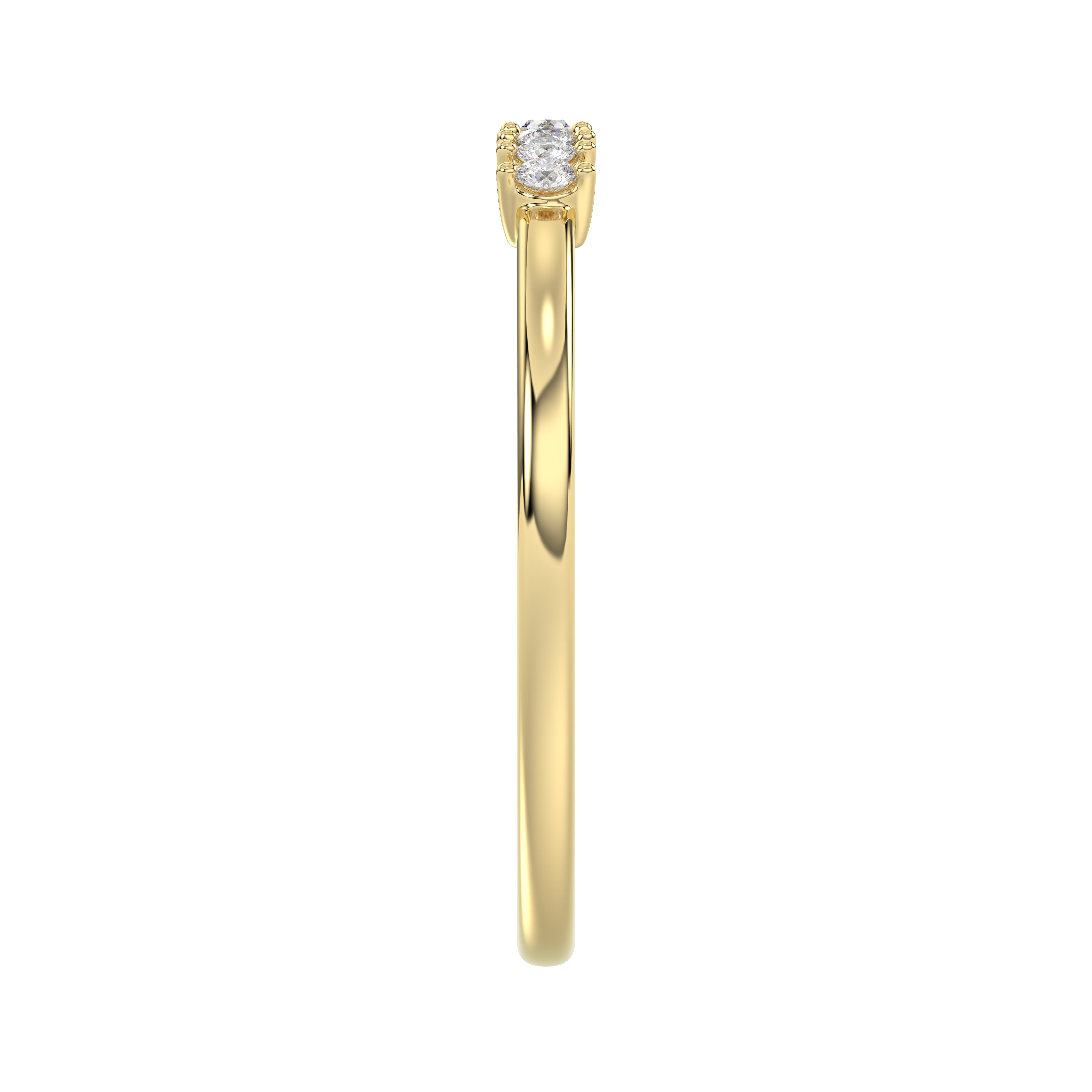 Ladies 10K Yellow Gold Diamond Fashion Ring 0.16 Ct Round & Baguette Diamond Jewelry