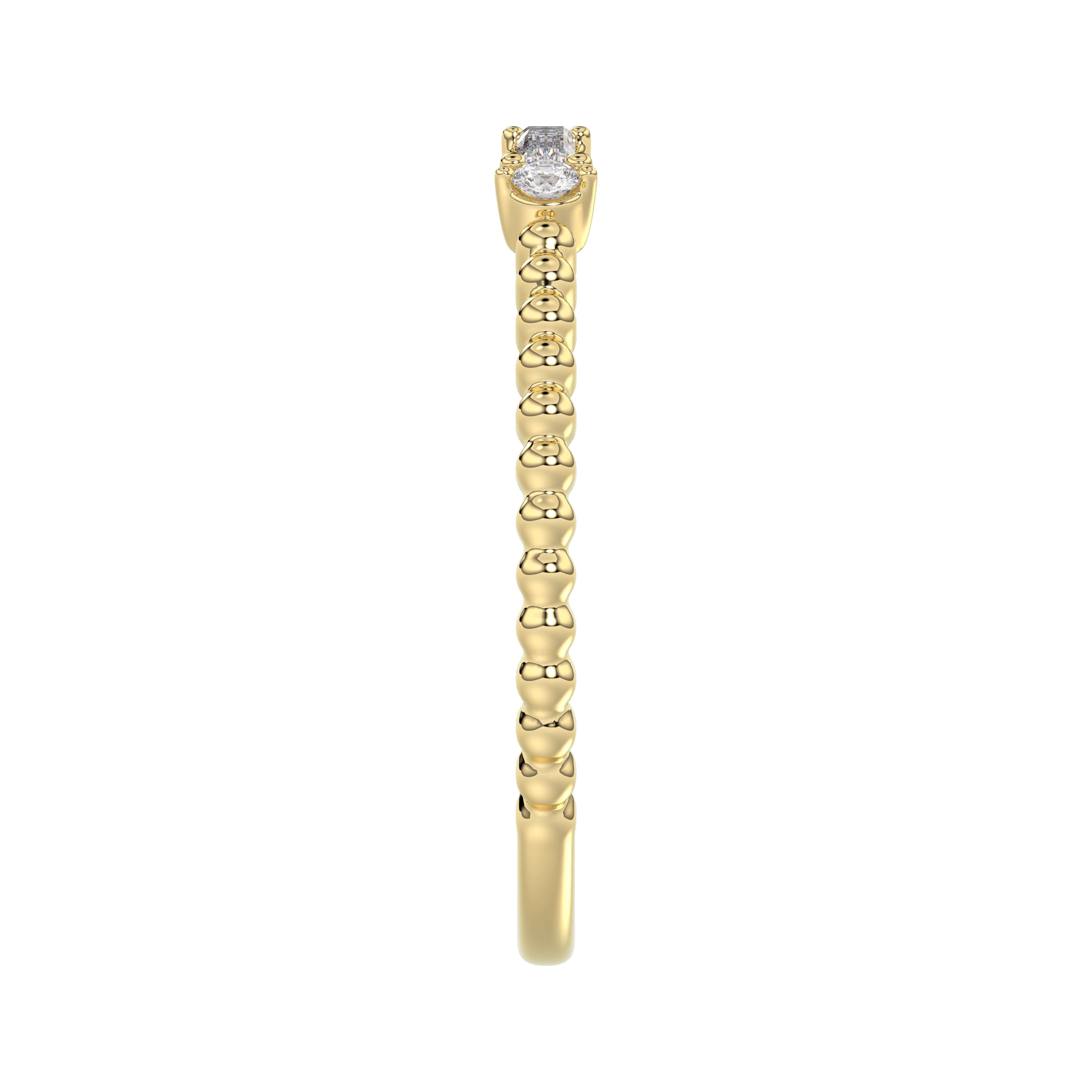 Ladies 10K Yellow Gold Diamond Fashion Ring 0.16 Ct Round & Baguette Diamond Jewelry