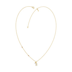 Stylish 10K Yellow Gold Ladies “K” Letter Necklace Featuring Round Ruby Diamonds And Pearl Accents. A Delicate And Personalized Fine Jewelry