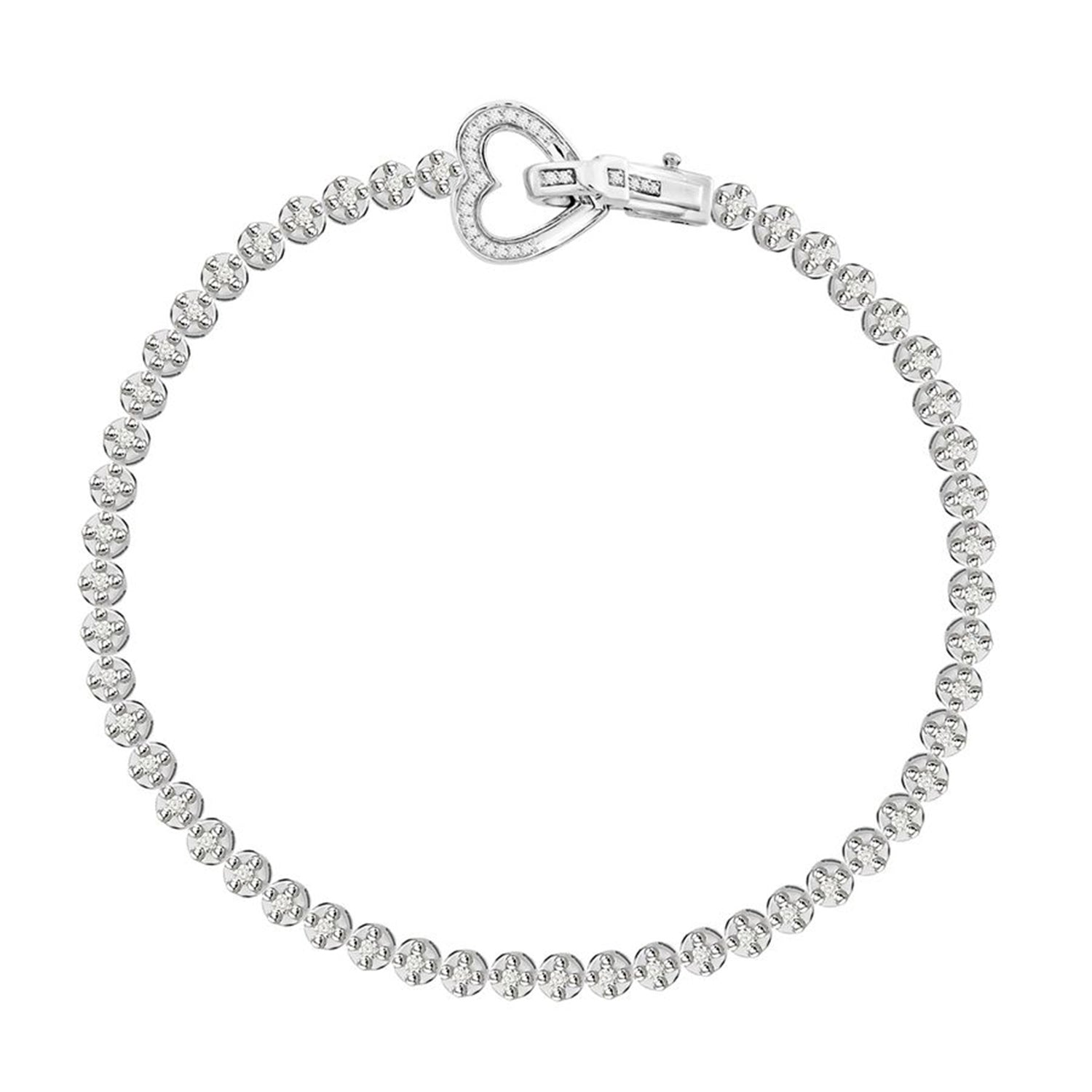 LADIES BRACELET 0.55CT ROUND DIAMOND STERLING SILVER WHITE