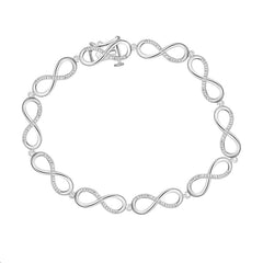 Sterling Silver White 0.05CT Round Diamond Infinity Link Bracelet Women�S Fine Jewelry Bracelet