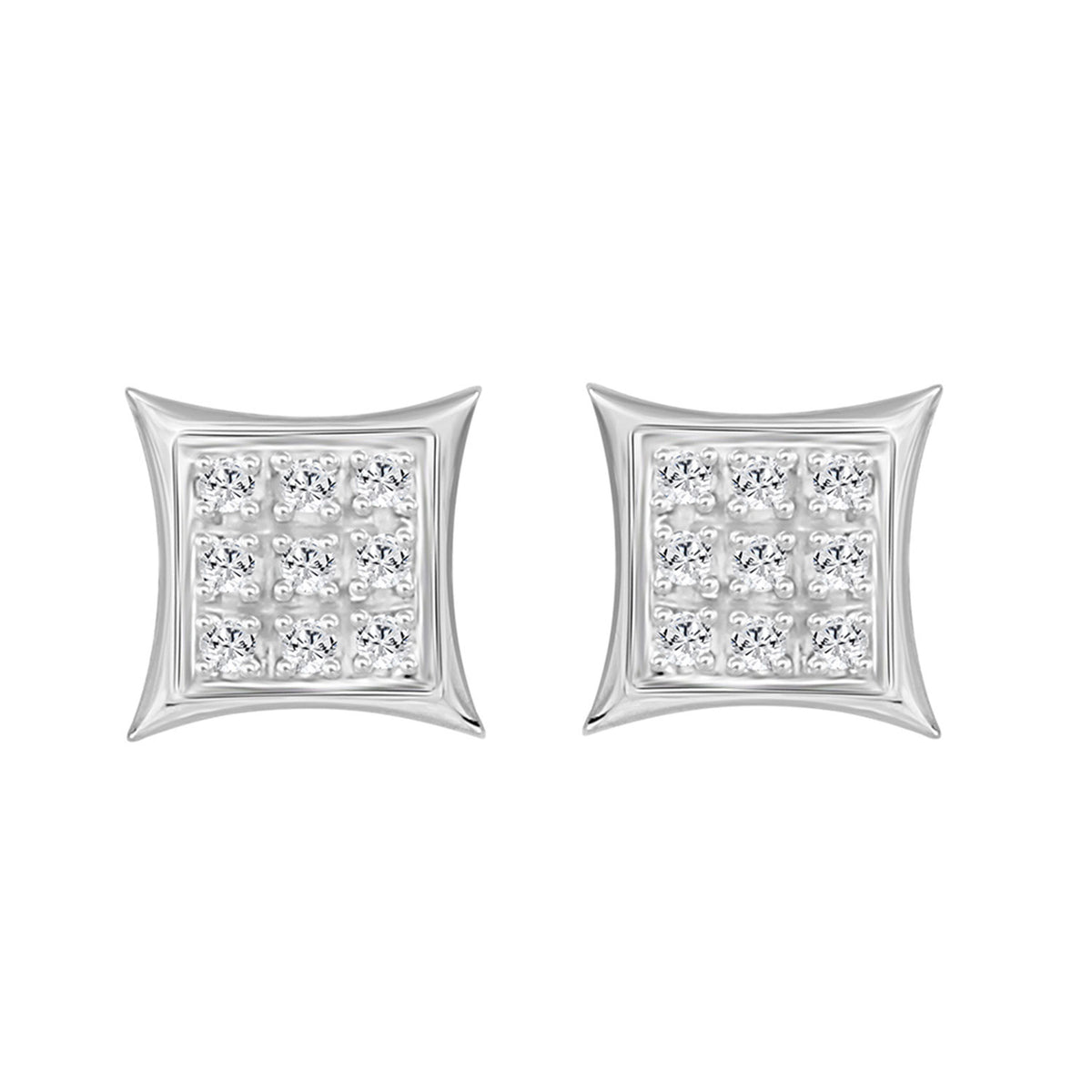 Sterling Silver Diamond Yuva Stud Earrings For Women 0.05 Ct Round Cut Minimal Everyday Earrings