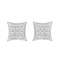 Sterling Silver Diamond Yuva Stud Earrings For Women 0.05 Ct Round Cut Minimal Everyday Earrings