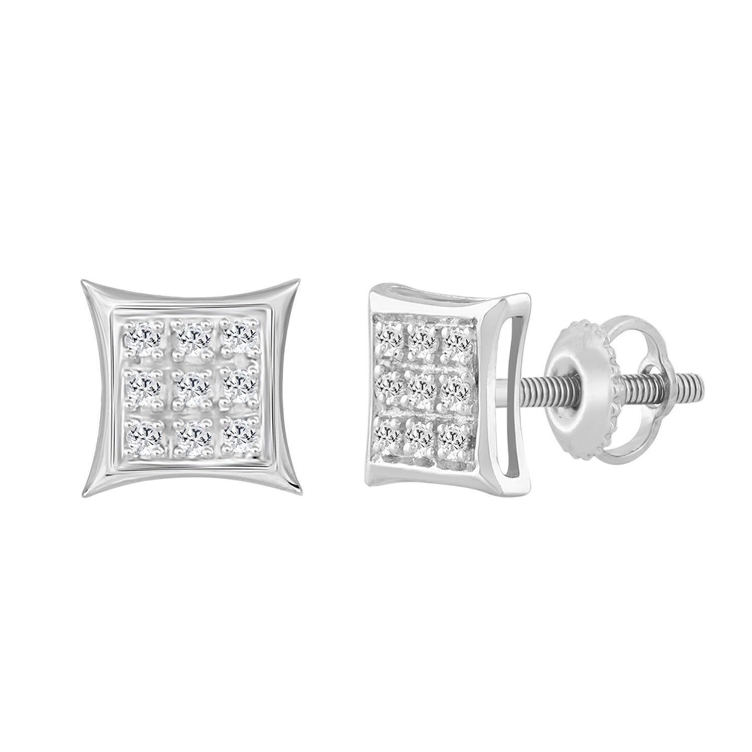 Sterling Silver Diamond Yuva Stud Earrings For Women 0.05 Ct Round Cut Minimal Everyday Earrings