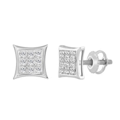 Sterling Silver Diamond Yuva Stud Earrings For Women 0.05 Ct Round Cut Minimal Everyday Earrings