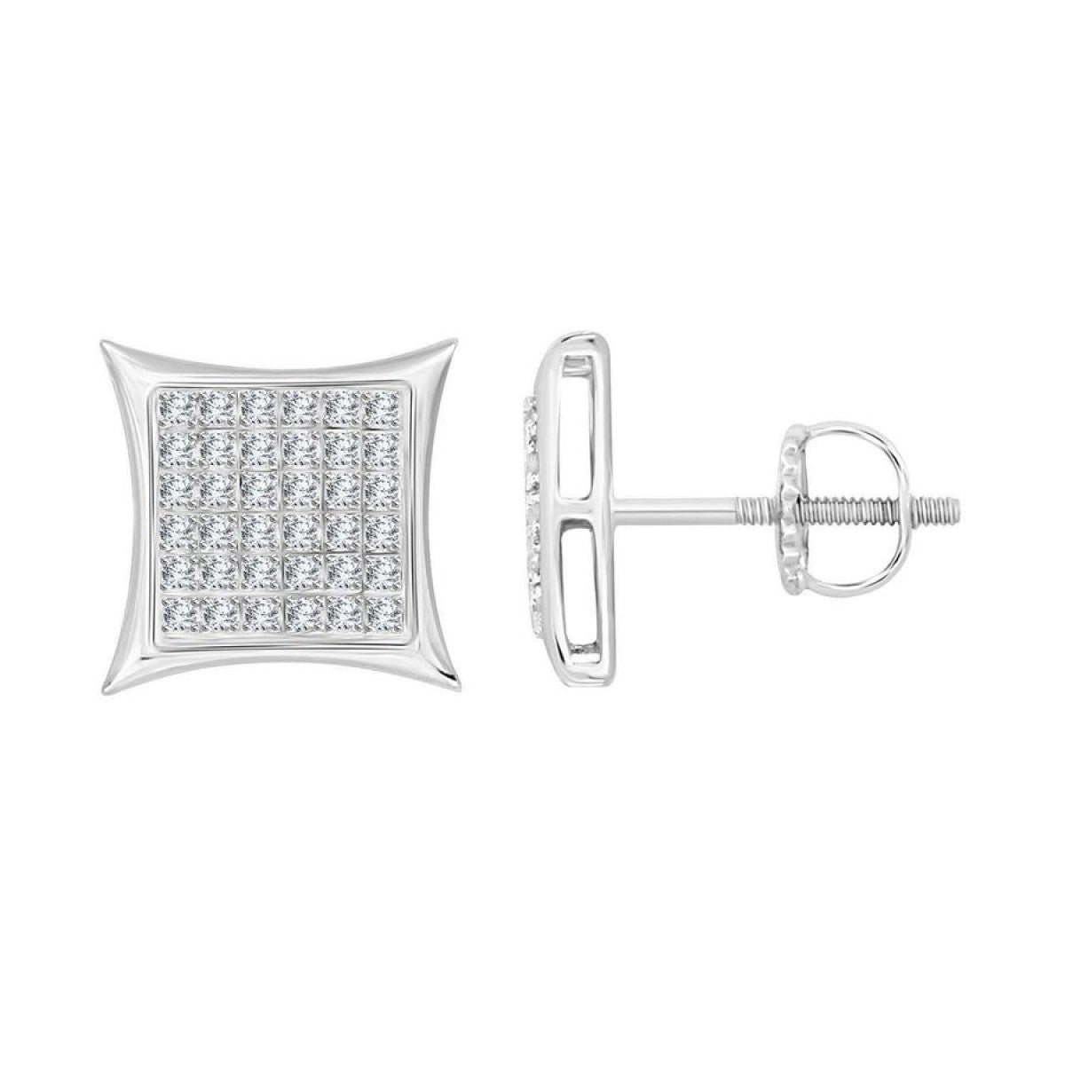 Sterling Silver 0.25Ct Round Diamond Kite Design Cluster Earrings Elegant Yuva Fashion Earrings