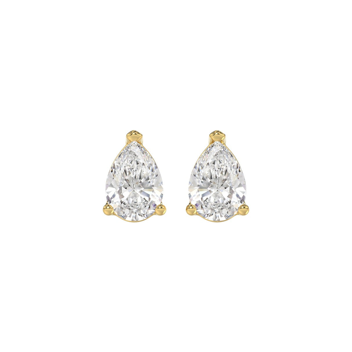 LADIES SOLITAIRE EARRINGS 2CT PEAR DIAMOND 14K YELLOW GOLD