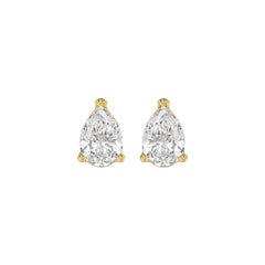 LADIES SOLITAIRE EARRINGS 2CT PEAR DIAMOND 14K YELLOW GOLD