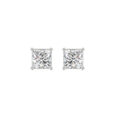 LADIES SOLITAIRE EARRINGS 2CT PRINCESS DIAMOND 14K WHITE GOLD