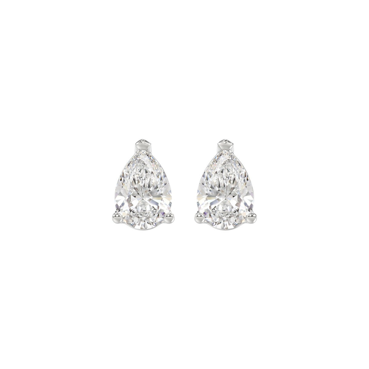 LADIES SOLITAIRE EARRINGS 1 1/2CT PEAR DIAMOND 14K WHITE GOLD