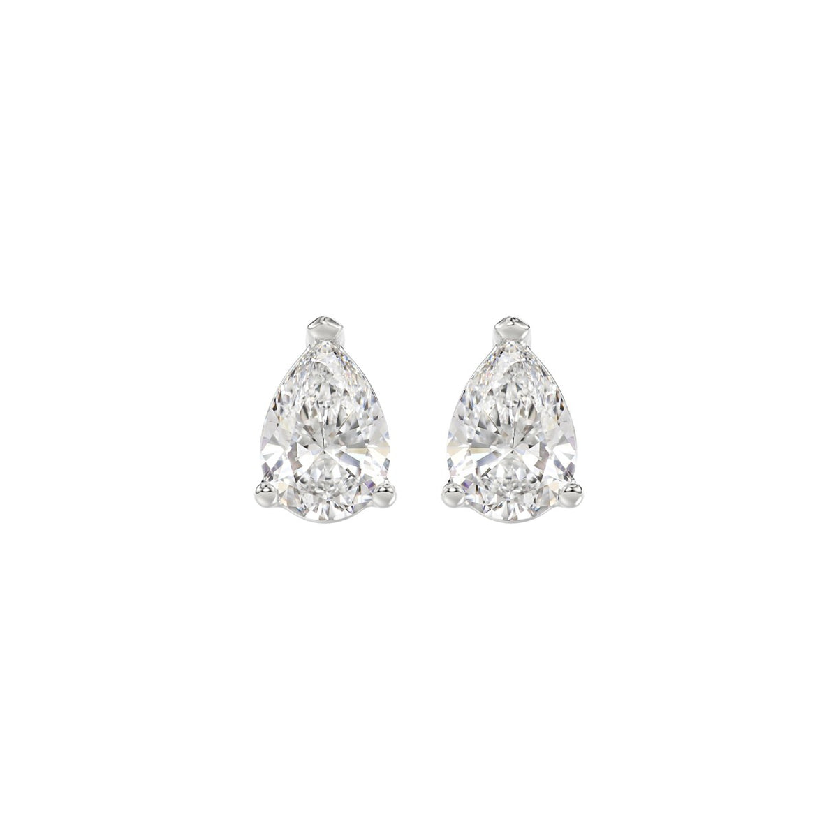 LADIES SOLITAIRE EARRINGS 1 1/2CT PEAR DIAMOND 14K WHITE GOLD