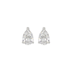 LADIES SOLITAIRE EARRINGS 1 1/2CT PEAR DIAMOND 14K WHITE GOLD
