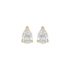 LADIES SOLITAIRE EARRINGS 1 1/2CT PEAR DIAMOND 14K YELLOW GOLD